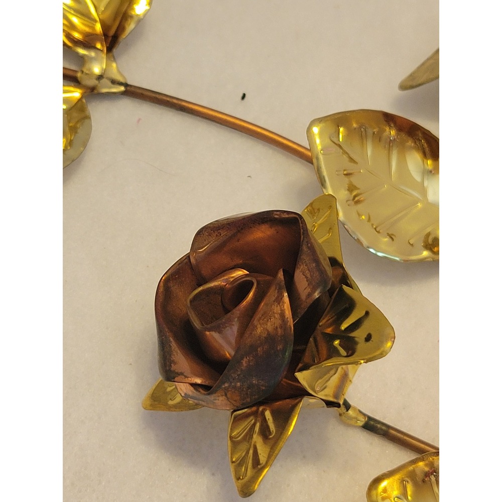 Home Interiors Metal Rose Wall Swag Set Gold Copper Floral USA AZ-8890 - Picture 9 of 16